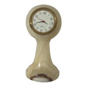 Unbranded Vintage White Onyx Marble Table Desktop Clock